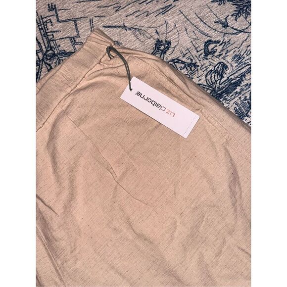 NEW WITH TAGS Liz Claiborne TAN KHAKI Linen Crop Capris Pants NWT XL - Picture 2 of 6